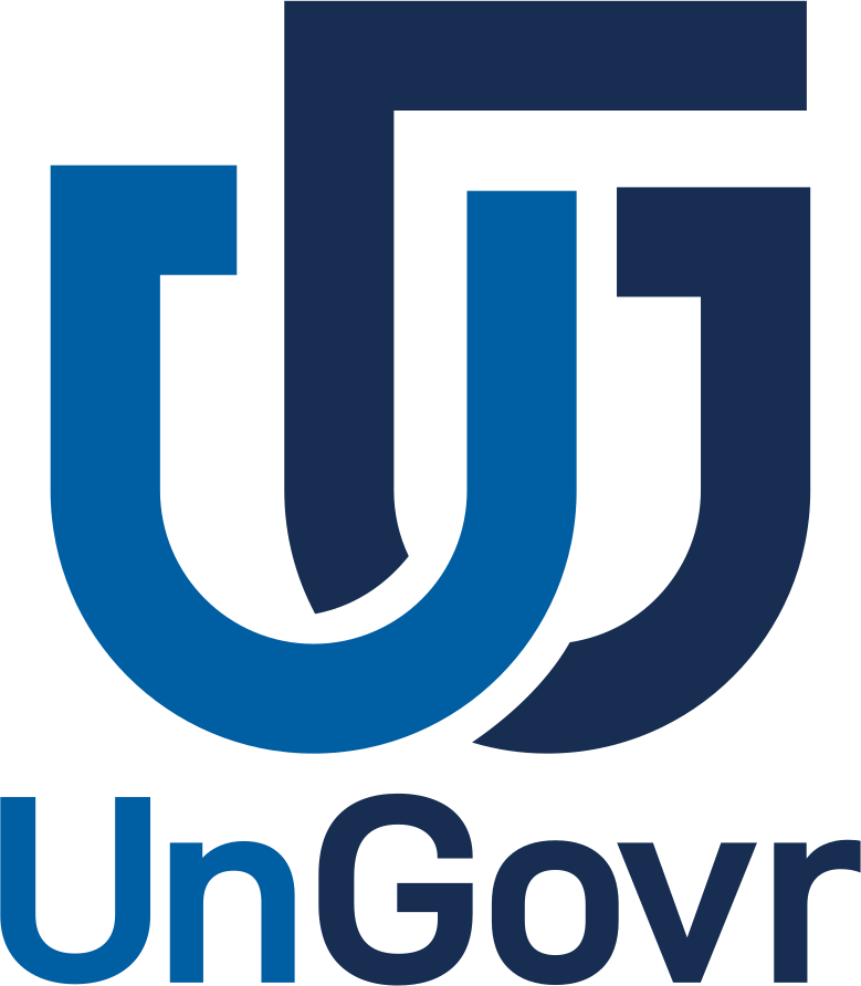 UnGovr full logo in brand blue and navy, on a light background
