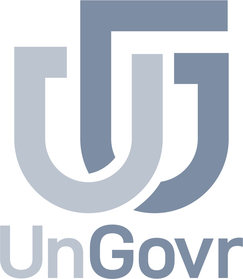 UnGovr full logo in two shades of gray, on a dark navy background